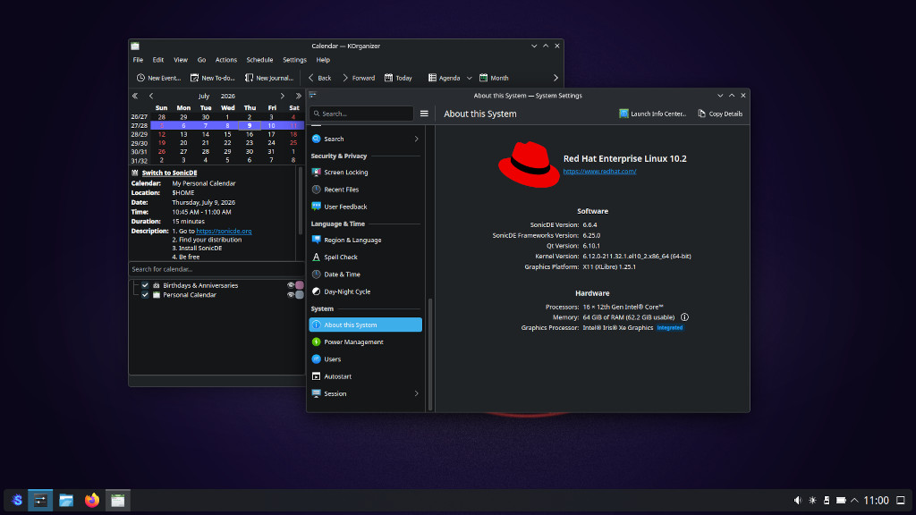 SonicDE on Enterprise Linux