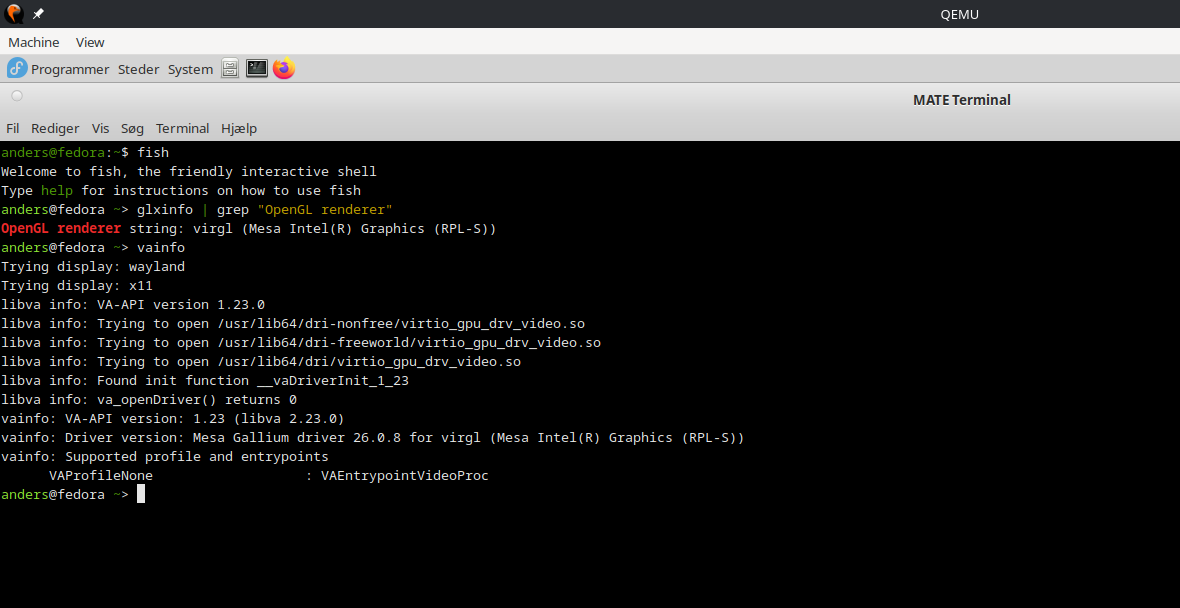 Fedora MATE VM with 3D acceleration